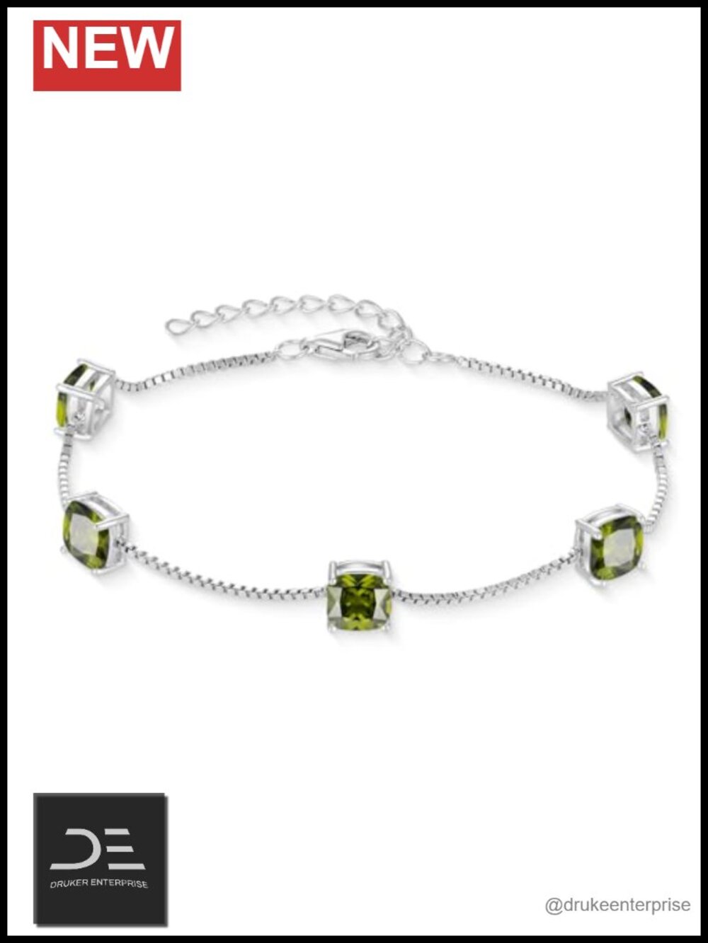 925 Sterling Silver Birthstone Bracelet Princess Cut Link Bracelet Dainty